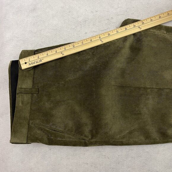 Alan Flusser Corduroy Pants Mens 38X32 Green Straight Leg Flat Front Trousers - Picture 7 of 12